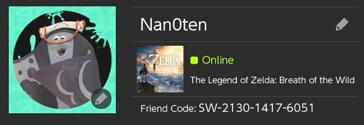 Nintendo Switch profile for NanOten: 2130-1417-6051